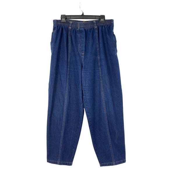 Hunters Run Jeans Pull On Elastic Waist Size Large 12 / 31 Pull On Crop 2822 - Picture 1 of 8